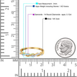 Bandring aus 14-karätigem Gold, 0,12 ct, rund, 3 mm, G SI-Diamant, halbe Ewigkeit, Verlobung, Hochzeit, Jahrestag
