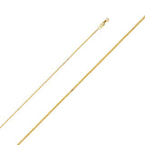 14K Yellow Gold Fish Pendant 23mmX14mm With 16 Inch To 24 Inch 0.8MM Width Square Wheat Chain Necklace