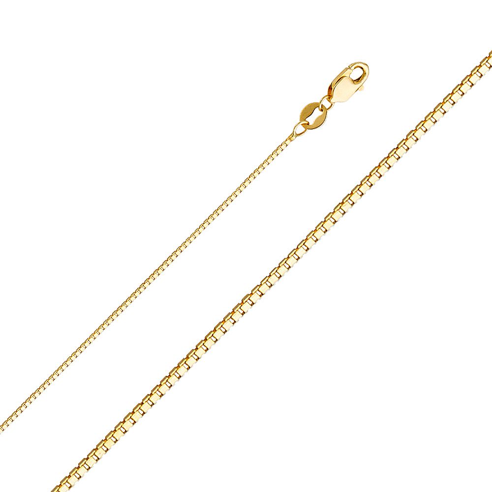 14K Yellow Gold Fish Pendant 23mmX14mm With 16 Inch To 24 Inch 0.8MM Width Box Chain Necklace