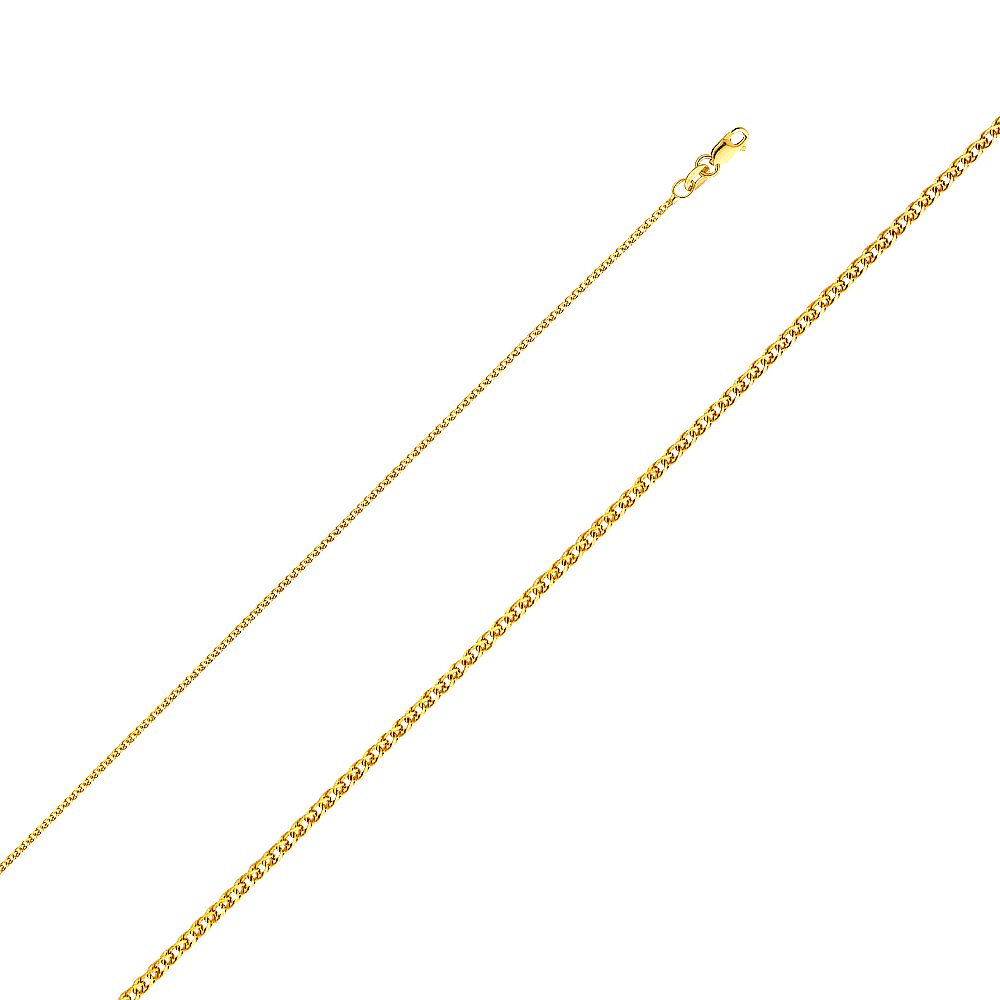 14K Yellow Gold Fish Pendant 23mmX14mm With 16 Inch To 22 Inch 1.2MM Width Flat Open Wheat Chain Necklace