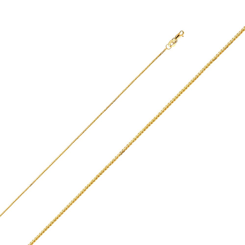 14K Yellow Gold Lion Pendant 20mmX20mm With 16 Inch To 24 Inch 0.8MM Width Square Wheat Chain Necklace