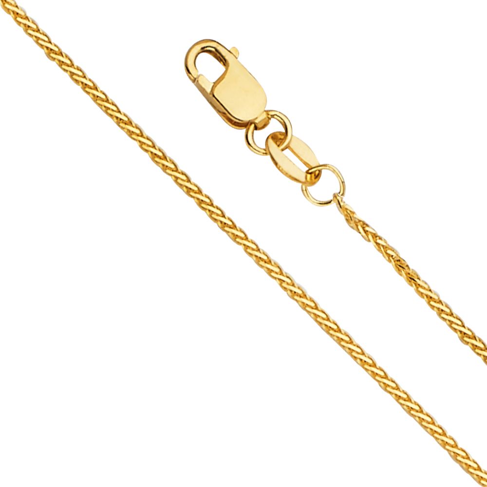 14K Tri Color Gold 15 Years Pendant 14mmX7mm With 16 Inch To 24 Inch 1.0MM Width DC Round Wheat Chain Necklace