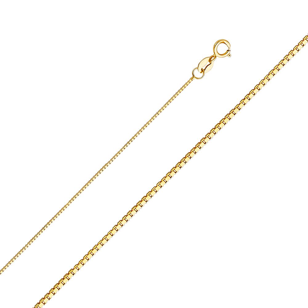 14K Yellow Gold CZ Enamel Boy Pendant 21mmX15mm With 16 Inch To 24 Inch 0.6MM Width Box Chain Necklace