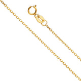 14K Yellow Gold Graduation Pendant 18mmX13mm With 16 Inch To 22 Inch 0.9MM Width Angle Cut Oval Rolo Chain Necklace