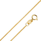 14K Yellow Gold Engravable CZ Flower Round Pendant 24mmX12mm With 16 Inch To 24 Inch 0.9MM Width Wheat Chain Necklace