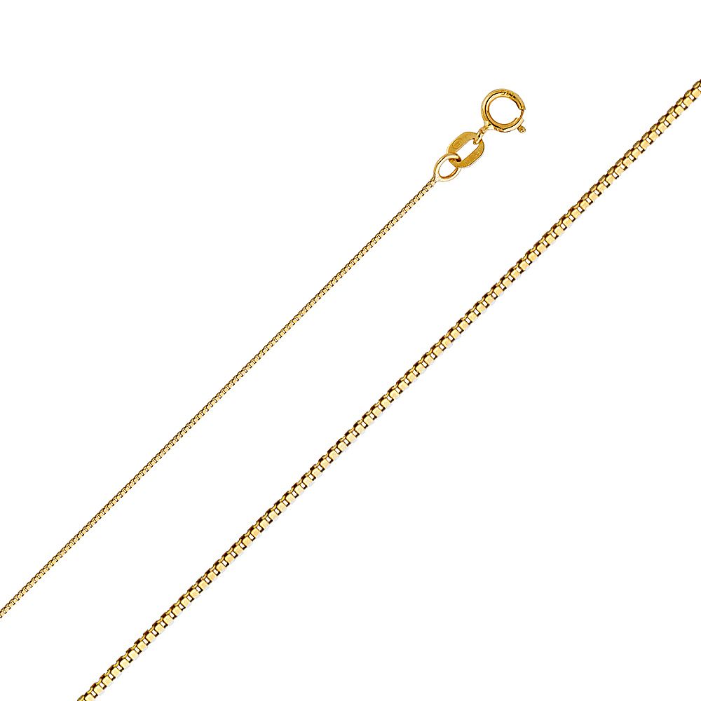 14K Two Tone Gold Key & Lock for Mix&Match Pendant 20mmX17mm With 16 Inch To 22 Inch 0.5MM Width Box Chain Necklace