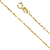 14K Yellow Gold Heart Charm for Mix&Match Pendant 21mmX10mm With 16 Inch To 22 Inch 1.2MM Width Side DC Rolo Cable Chain Necklace