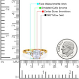14K Gold Art Deco Emerald Cut Shape Engagement Ring Simulated Cubic Zirconia