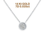 14K Gold 0.035ct Round Diamond Solitaire Pendant Necklace 18