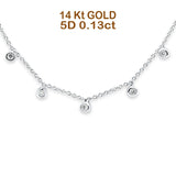 14K Gold 0.13ct 5 Round Diamond Pendant Necklace 18