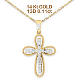 14K Gold 0.11ct Diamond Filigree Star Pendant Necklace 18" Long