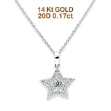 14K Gold 0.17ct Diamond Filigree Star Pendant Necklace 18" Long