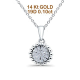 14K Gold .10ct G SI Round Diamond Celestial Pendant Necklace 18