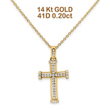 14 K Gold 0,20 ct Diamant-Kreuz-Anhänger-Halskette, 45,7 cm lang