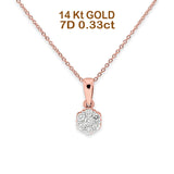 14K Gold 0.33ct Round Diamond Solitaire Pendant Necklace 18" Long