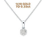14K Gold 0.33ct Round Diamond Solitaire Pendant Necklace 18