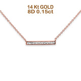 14K Gold 0.15ct Baguette Diamond Trendy Bar Pendant Necklace 16"+2"