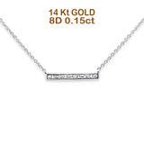 14K Gold 0.15ct Baguette Diamond Trendy Bar Pendant Necklace 16