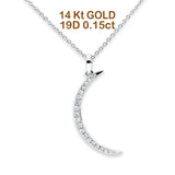 14K Gold 0.15ct Diamond Crescent Moon Pendant Necklace 16