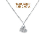 14K Gold 0.07ct Diamond Dangling Heart Pendant Necklace 16"+2" Ext