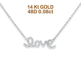 14K Gold 0.08ct Love Script Heart Diamond Necklace 16