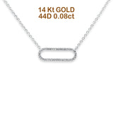 14K Gold 0.08ct Diamond Oval Modern Necklace 16