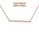 14K Gold 0,06ct Diamond Line Bar Anhänger Halskette 16"+1" Ext