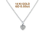 14 K Gold 0,05 ct Diamant-Herz-Anhänger-Halskette, 45,7 cm lang