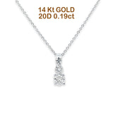 14K Gold 0.19ct Infinity Round Diamond Drop Pendant Necklace 16+2