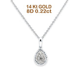 14K Gold 0.22ct Round Diamond Pendant Necklace 18" Long Chain