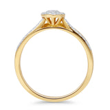 Cluster Baguette 0.19ct Natural Diamond Halo Engagement Ring 14K Gold