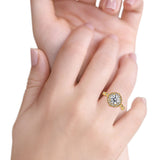 14K Gold Art Deco Round GIA Certified 6.5mm D VS1 1.01ct Lab Grown CVD Diamond Engagement Wedding Ring