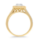 Halo Octagonal 0.51ct Natural Diamond Baguette Engagement Ring 14K Gold