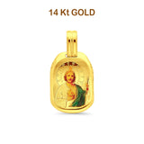14K Gelbgold St. Jude Emaille Bild Religiöser Anhänger 23mmX18mm 1,5 Gramm