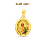 14K Yellow Gold St. Jude Enamel Picture Religious Pendant 18mmX15mm 1.0 grams