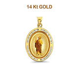 14K Yellow Gold St. Jude CZ Religious Pendant 20mmX17mm 1.8 grams