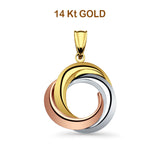 14K Tri Color Gold 3Round Infinity Pendant 26mmX20mm 1.5 grams