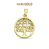 14K Two Tone Gold Family Tree Pendant 25mmX17mm 2 grams