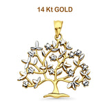 14K zweifarbiger Gold-Stammbaumanhänger 29mmX26mm 2,1 Gramm