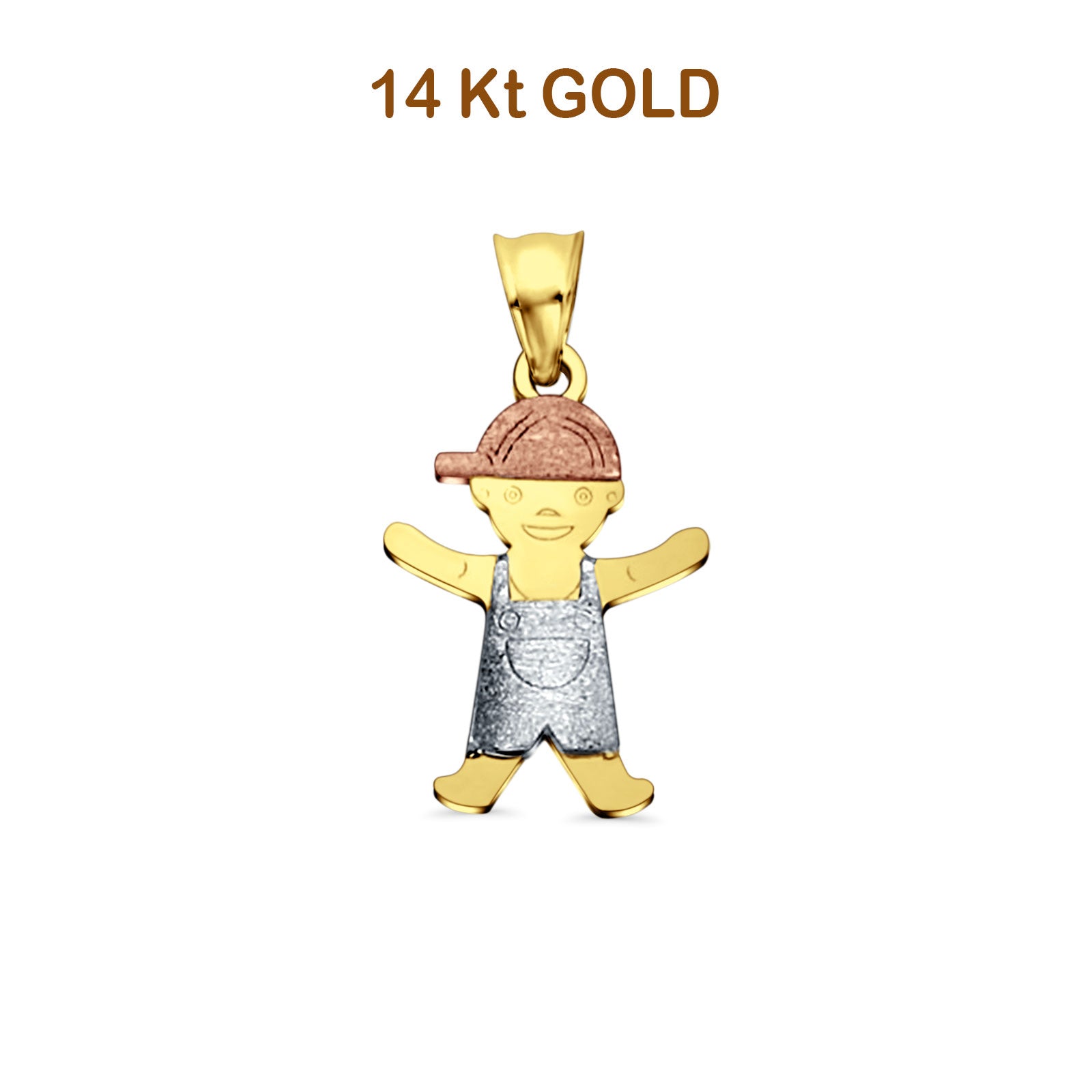 14K Tri Color Gold Boy Pendant 22mmX12mm 0.8 grams