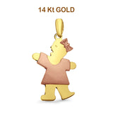 14K Two Tone Gold Girl Pendant 28mmX17mm 2.3 grams