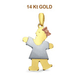14K Tri Color Gold Girl Pendant 28mmX17mm 2.3 grams