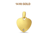 14K Yellow Gold Engravable CZ Heart Pendant 24mmX17mm 2.0 grams