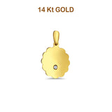 14K Yellow Gold Engravable CZ Flower Oval Pendant 24mmX12mm 1.4 grams