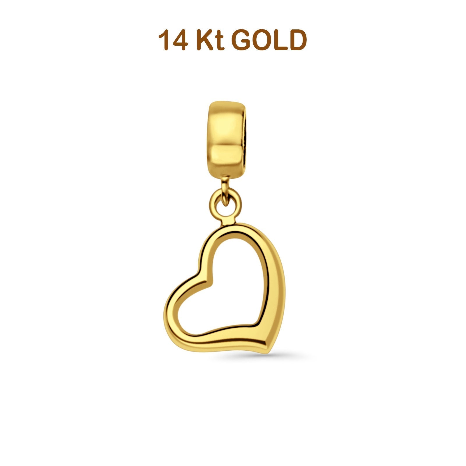14K Yellow Gold Heart Charm for Mix&Match Pendant 21mmX10mm 0.7 grams