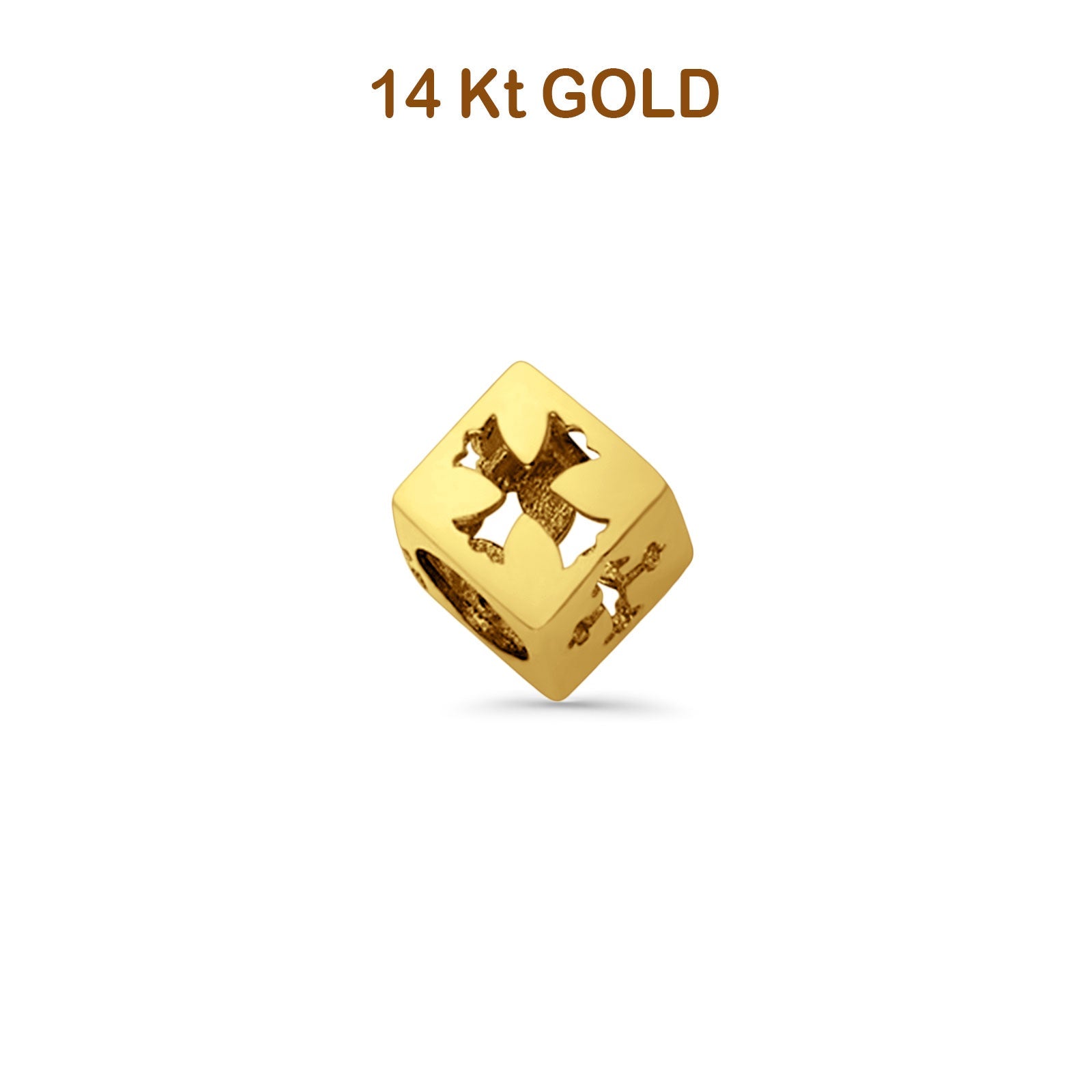 14K Yellow Gold Cross Dice Slider for Mix&Match Pendant 10mmX9mm 1.0 grams