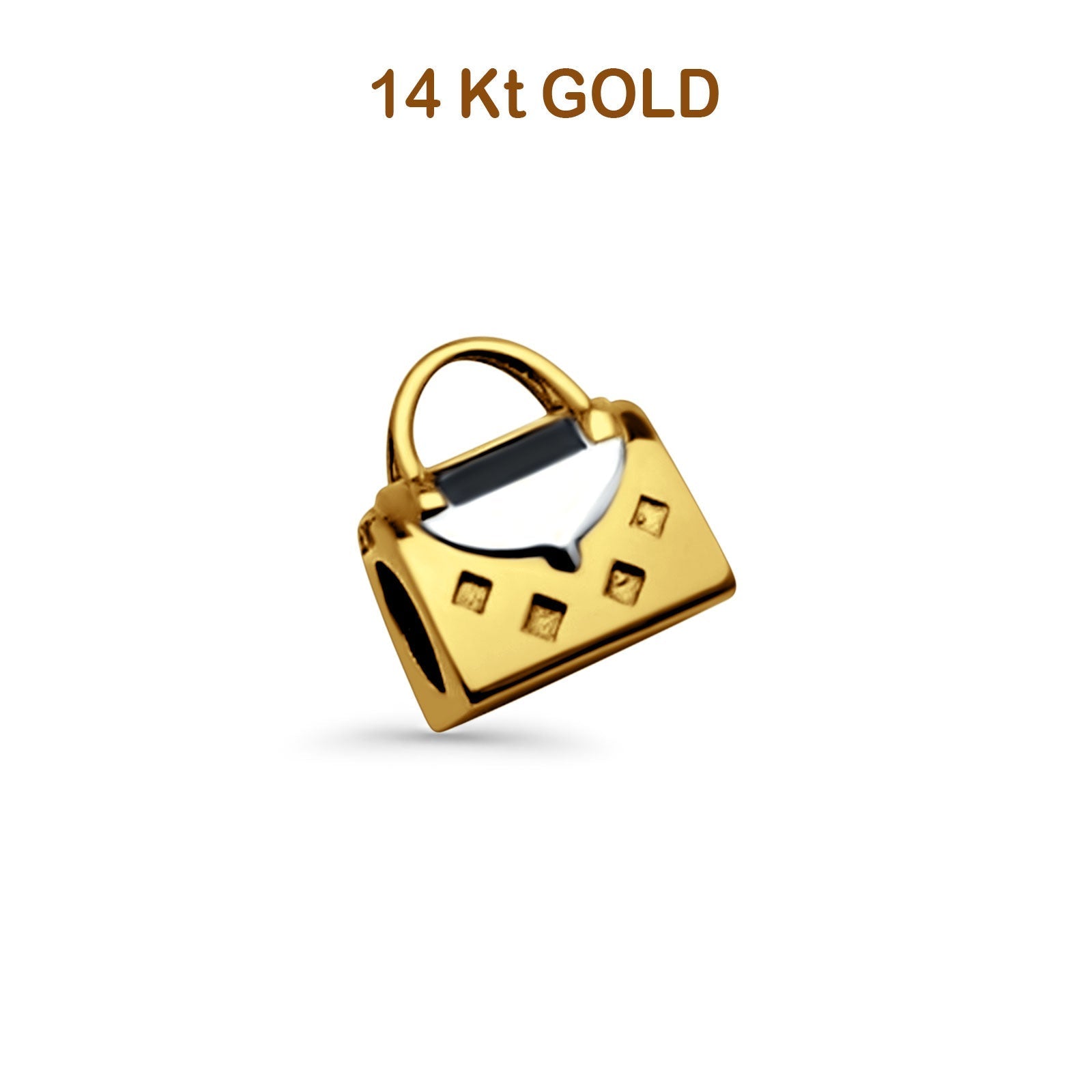 14K Yellow Gold Hand Bag Slider for Mix&Match Pendant 10mmX10mm 1.5 grams