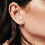 14K Two Tone Gold-5mm Heart Diamond Cut Stud Earrings with Screw Back