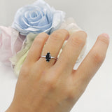 Marquise Solitaire Engagement Ring 5X10 Natural Black Onyx 925 Sterling Silver