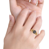 Leaf Style Oval Natural Rutilated Quartz Vintage Engagement Ring